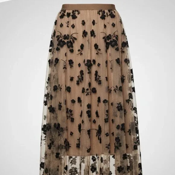 Romantic Tiered Ruffled Maxi Skirt | Black Tulle Evening Skirt | Size Small - Picture 1 of 11